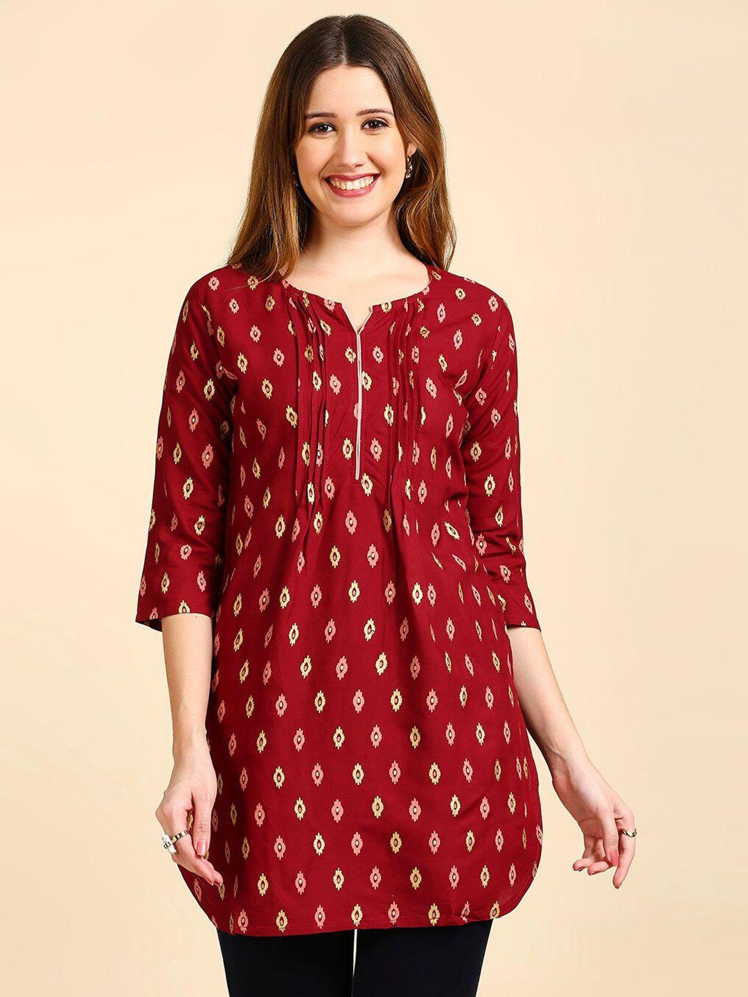 anubhutee women geometric printed v-neck kurti