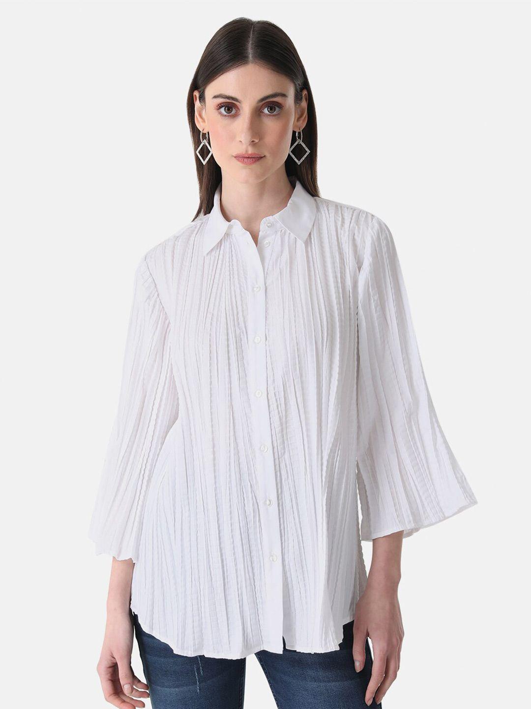 kazo women self design flared sleeves party shirt