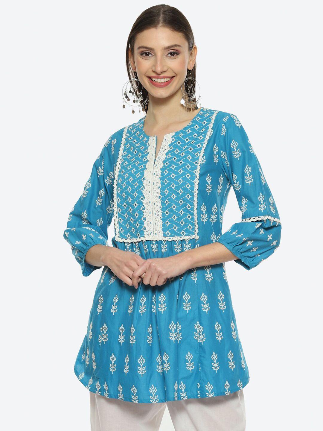 biba women floral printed thread work kurti