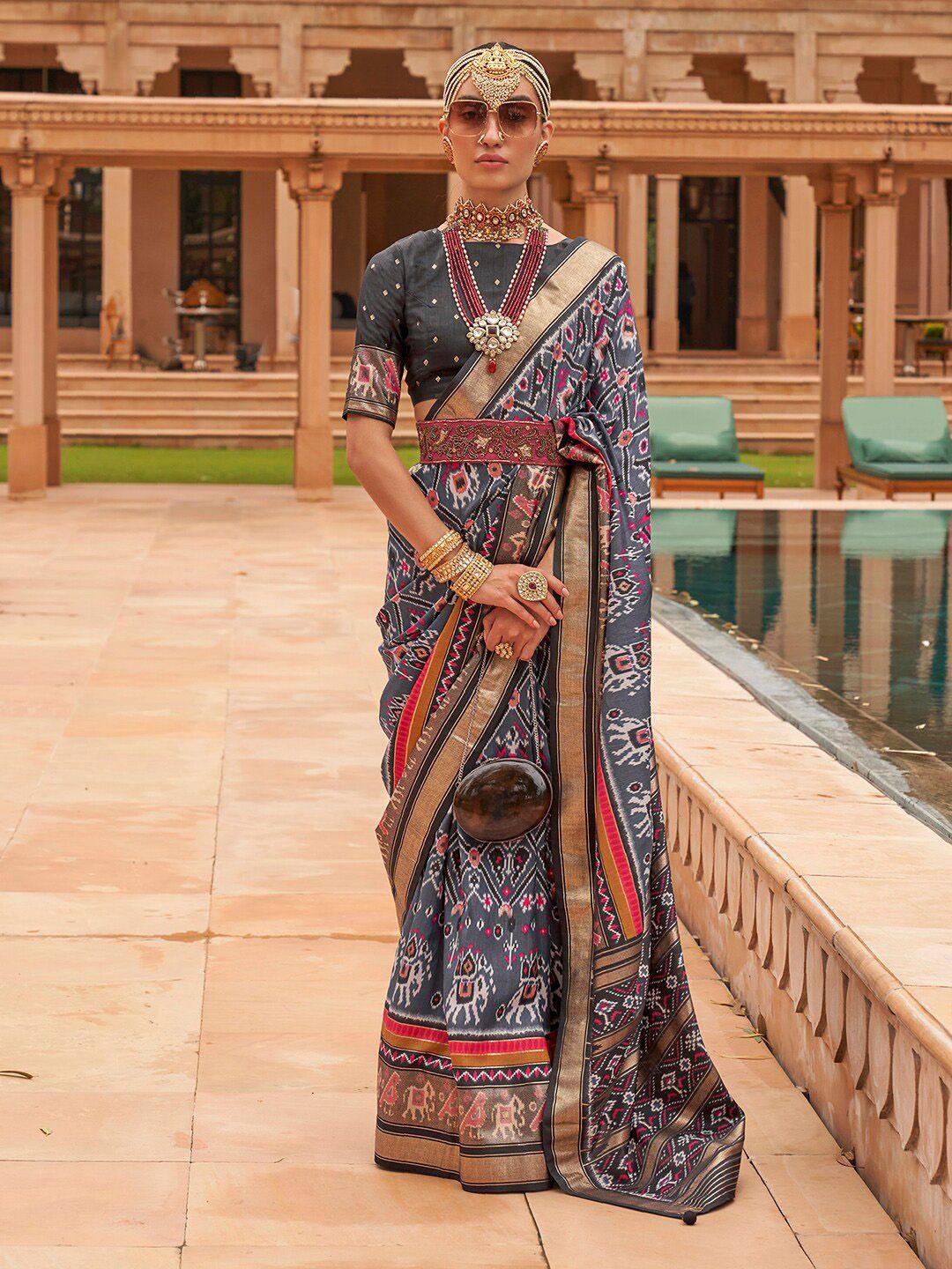 anouk ethnic motifs woven design zari patola saree