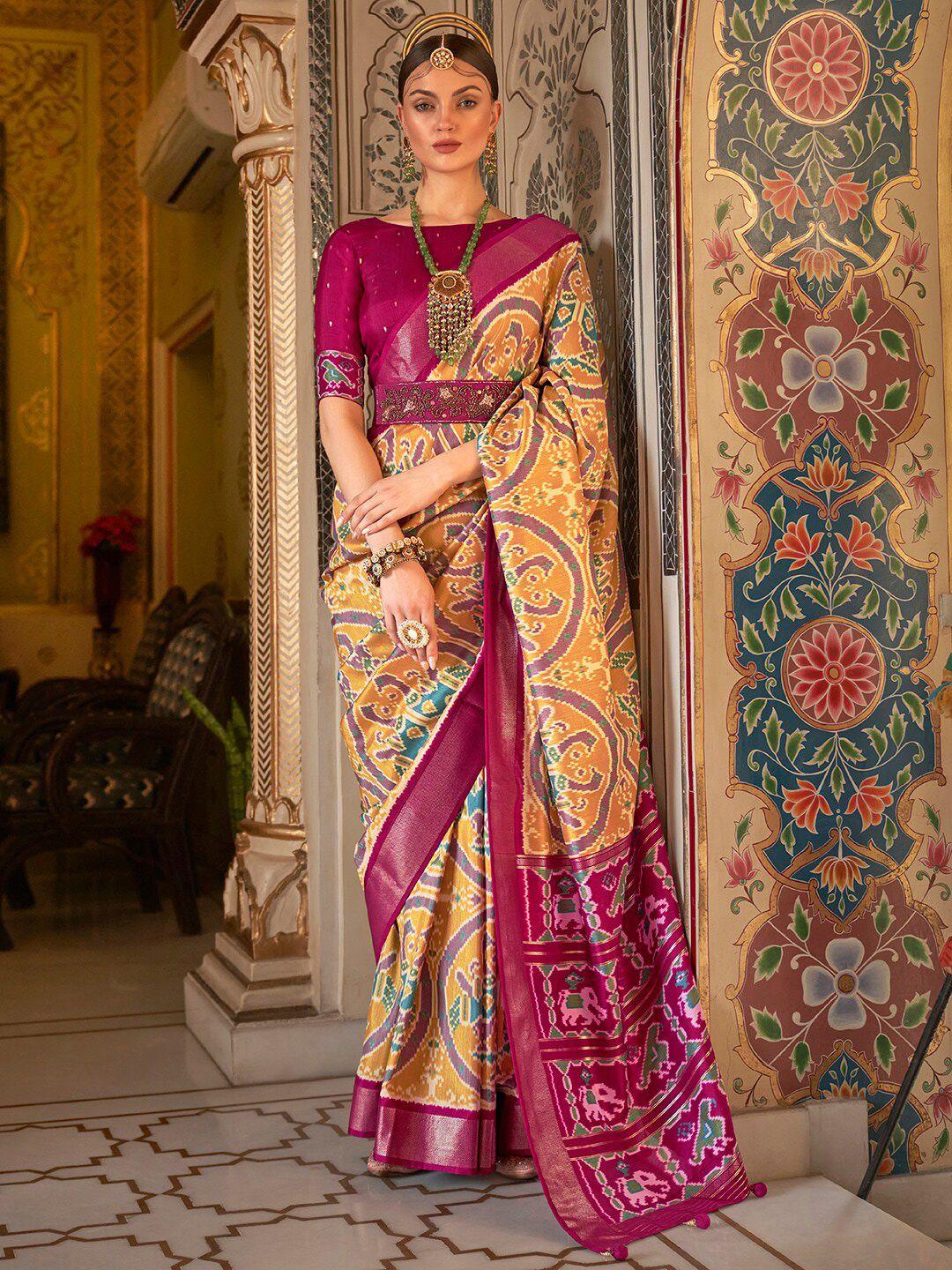 anouk ethnic motifs silk blend patola saree