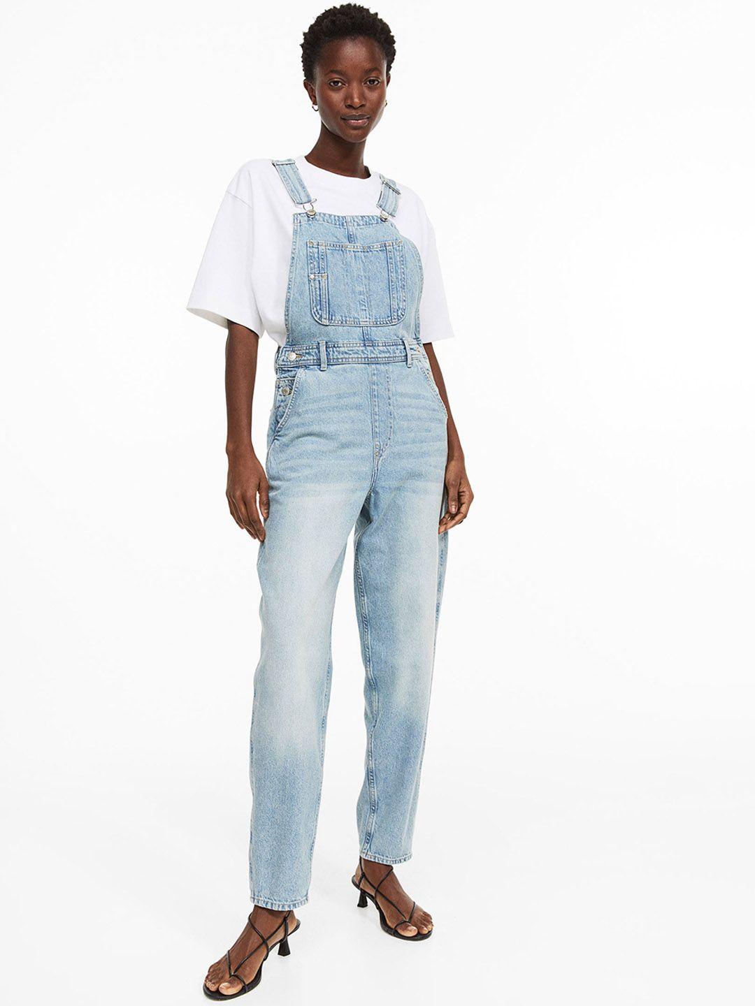 h&m women mom fit denim dungarees