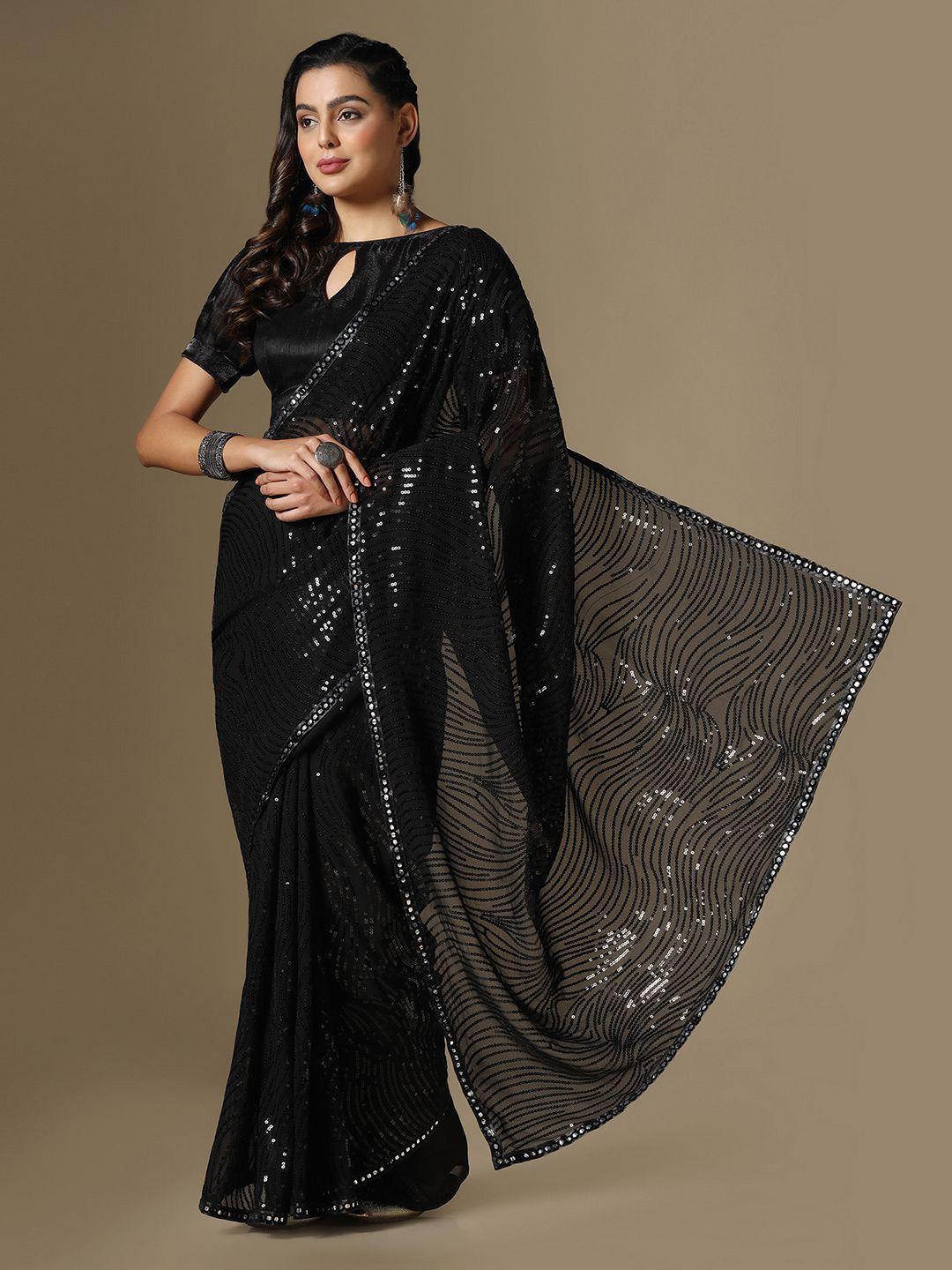 mitera embellished sequinned heavy work saree