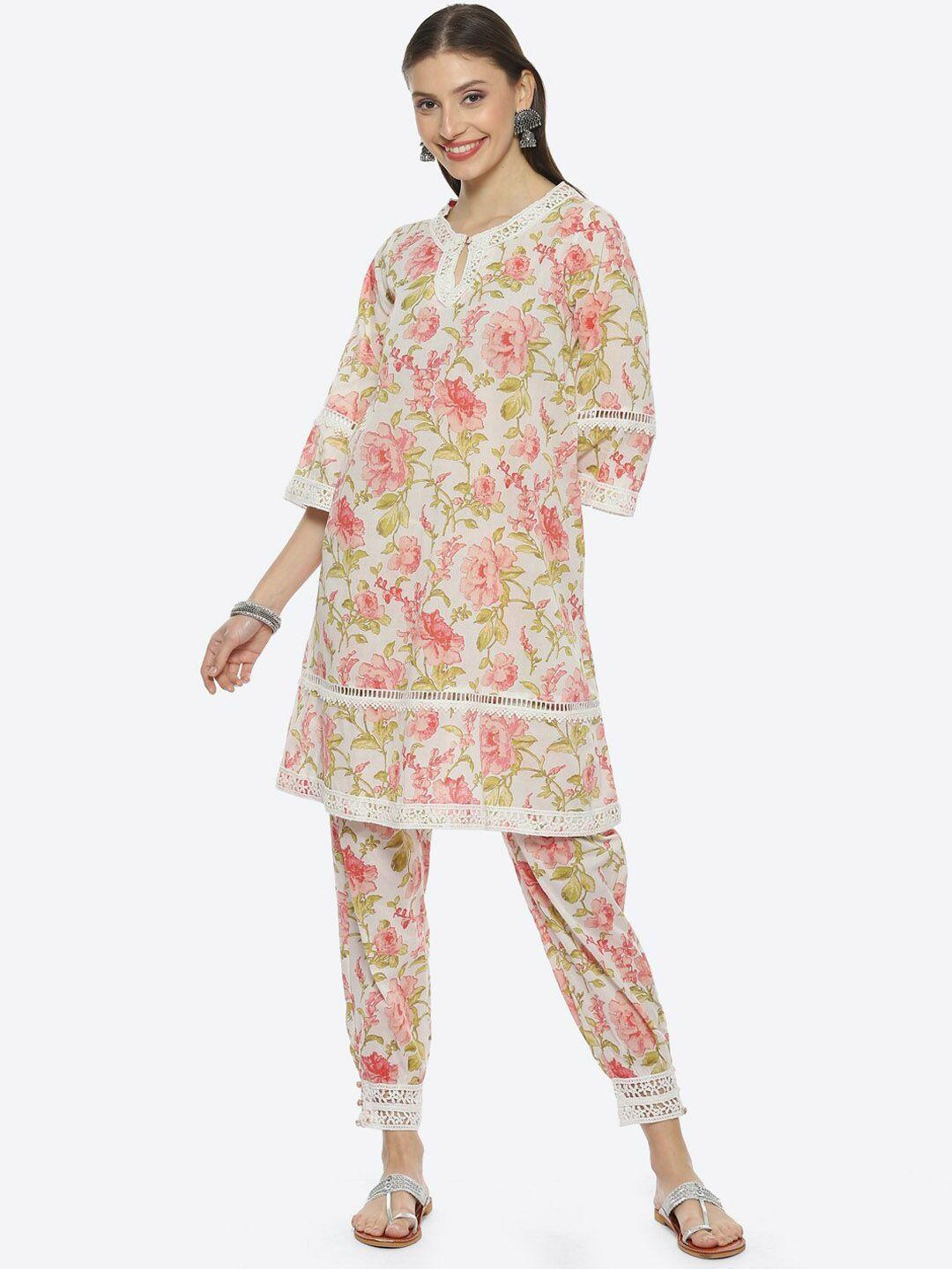 biba floral printed kurta with trousers