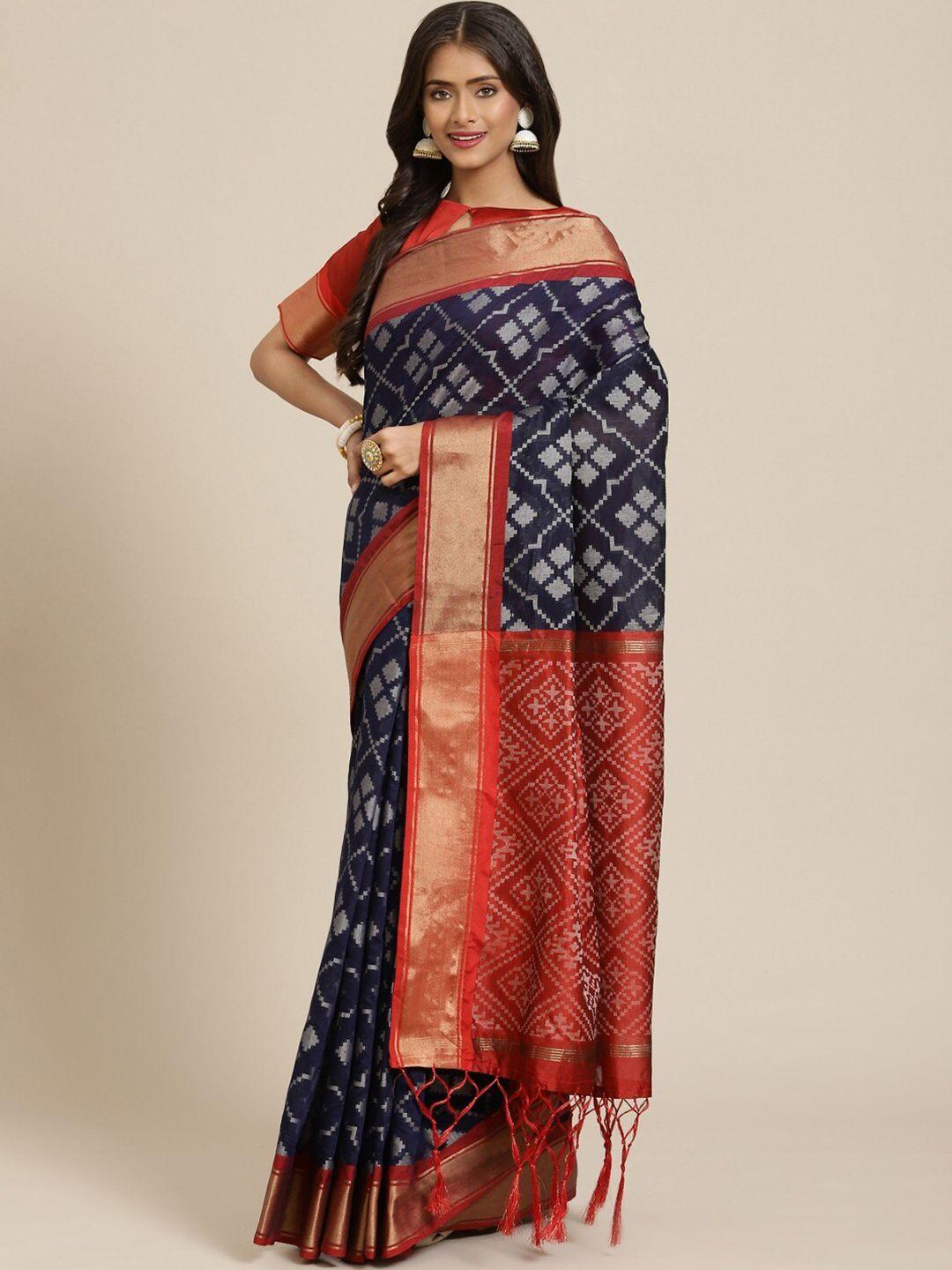 sangria geometric printed banarasi traditional saree