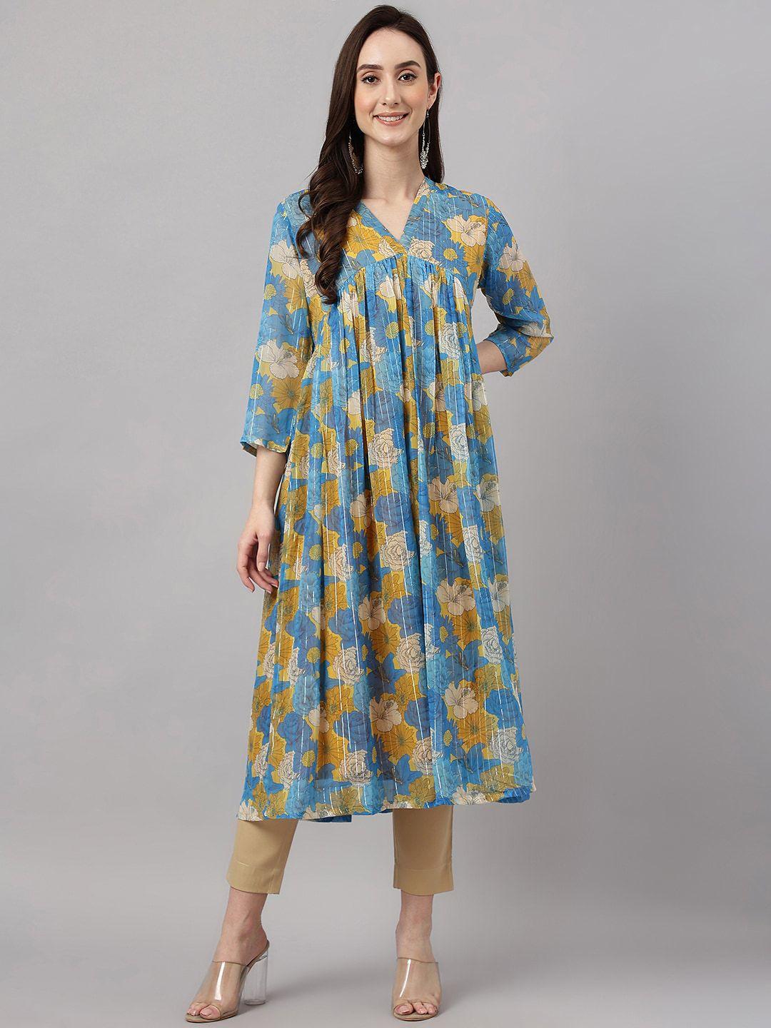 janasya floral printed anarkali kurta