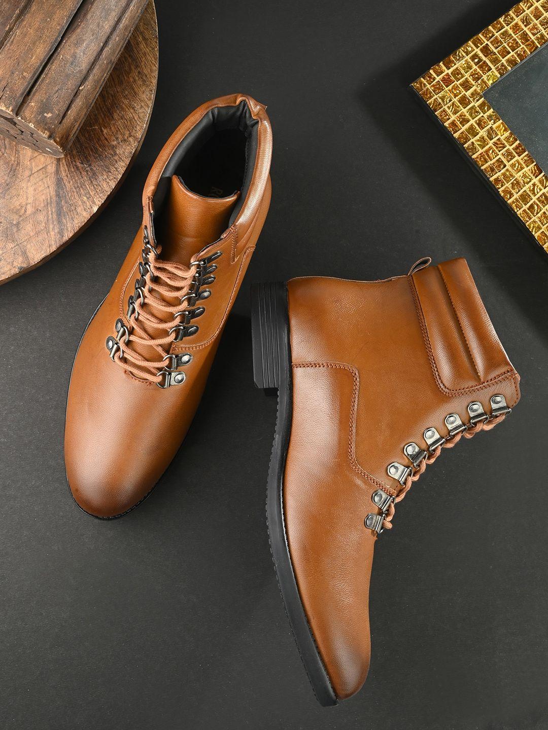 the roadster co. men lace-up biker boots