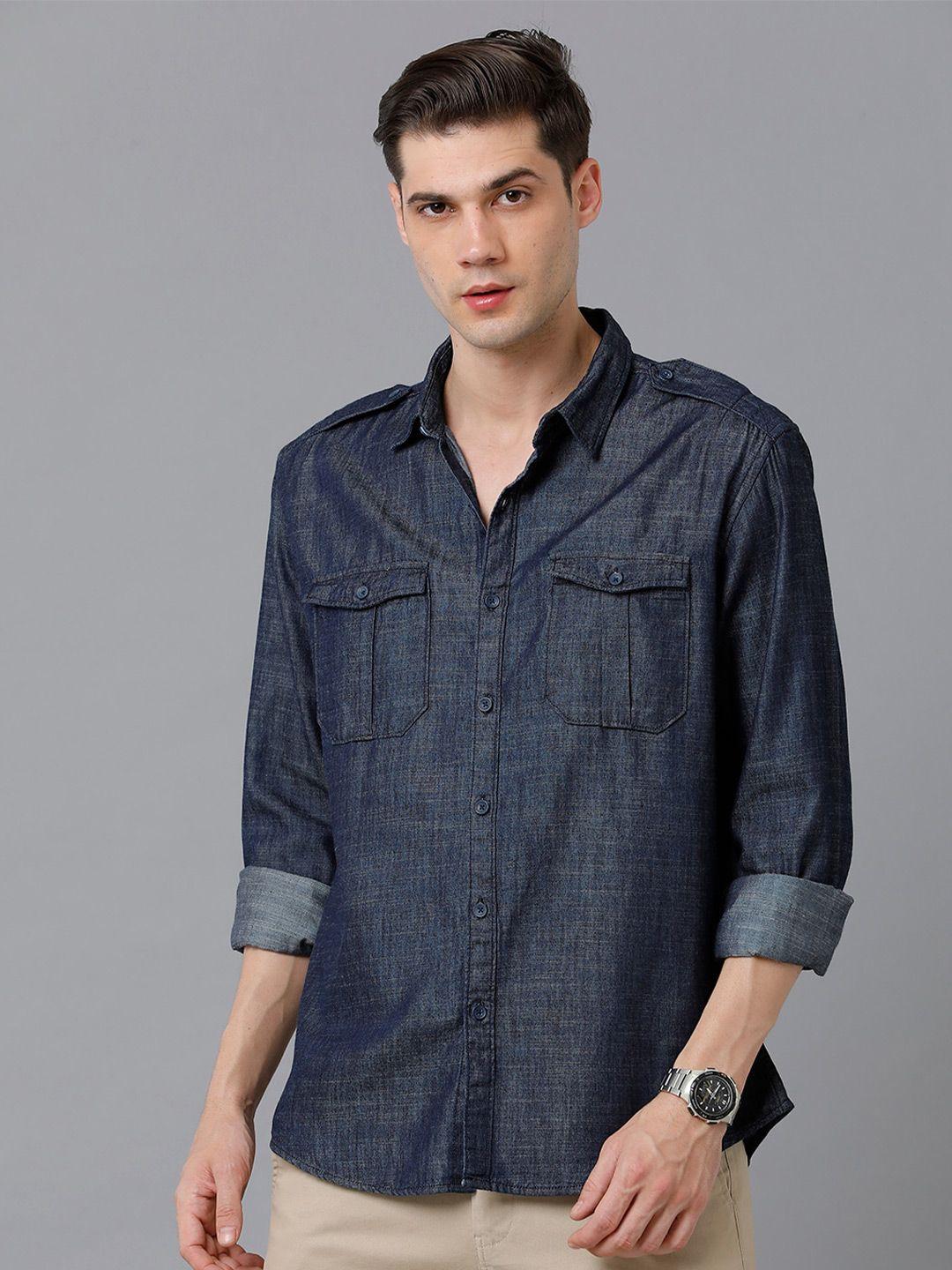 yovish men comfort slim fit denim party shirt