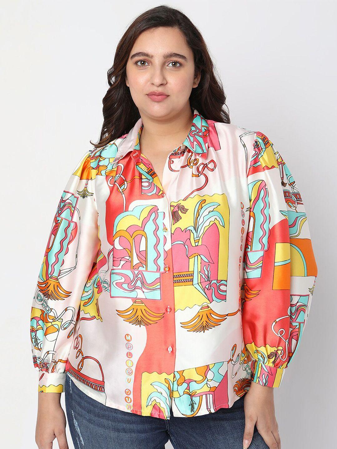 vero moda curve plus size women abstract printed casual shirt