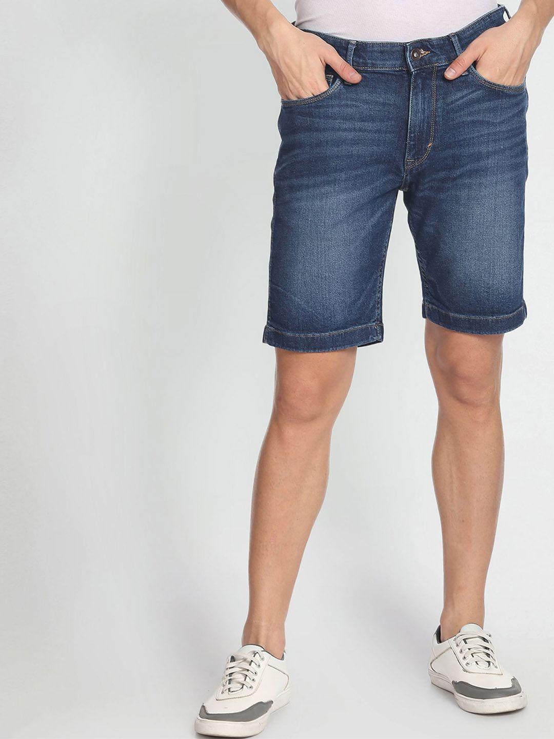 flying machine men washed denim shorts