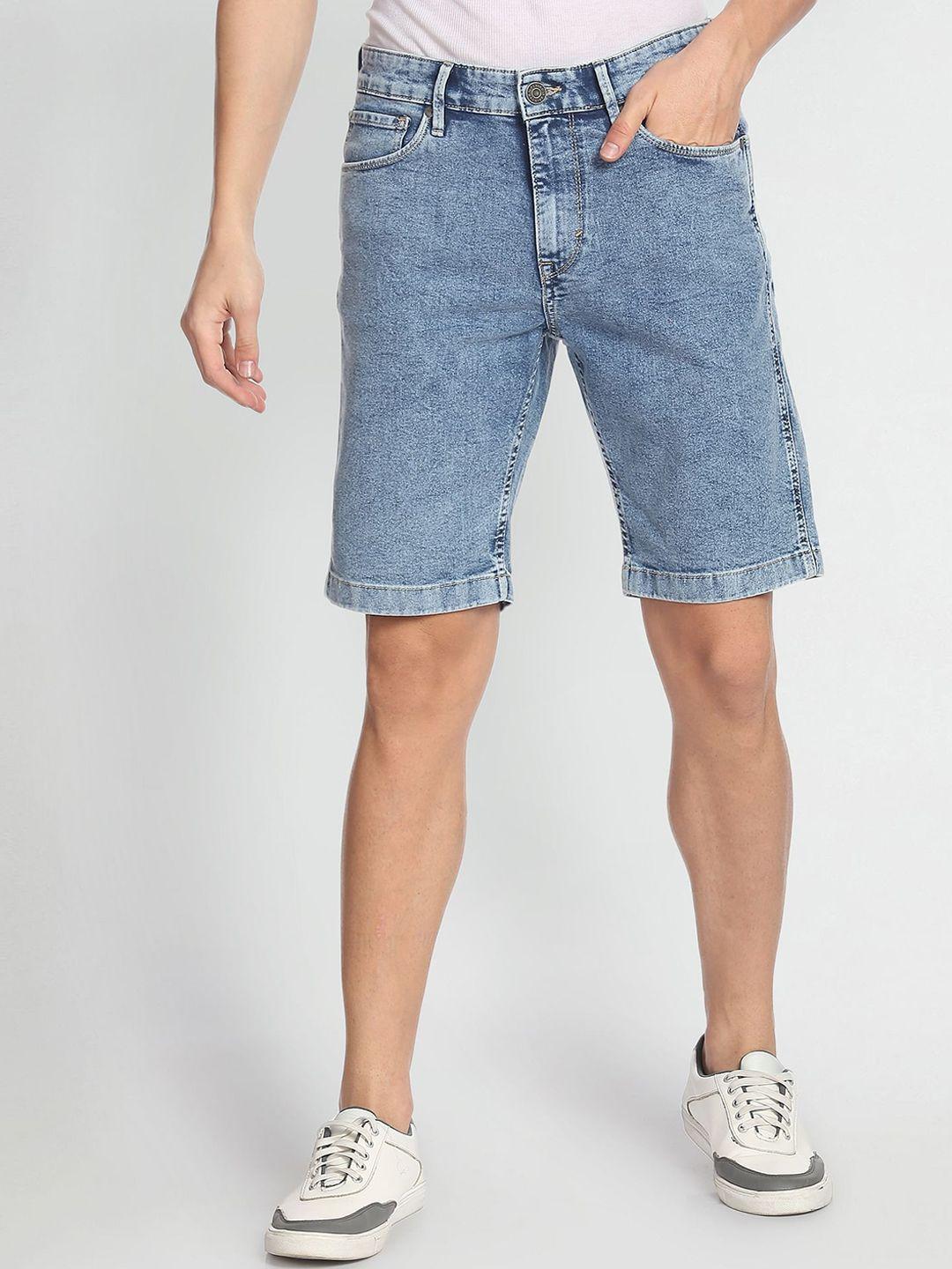 flying machine mid rise stone wash shorts