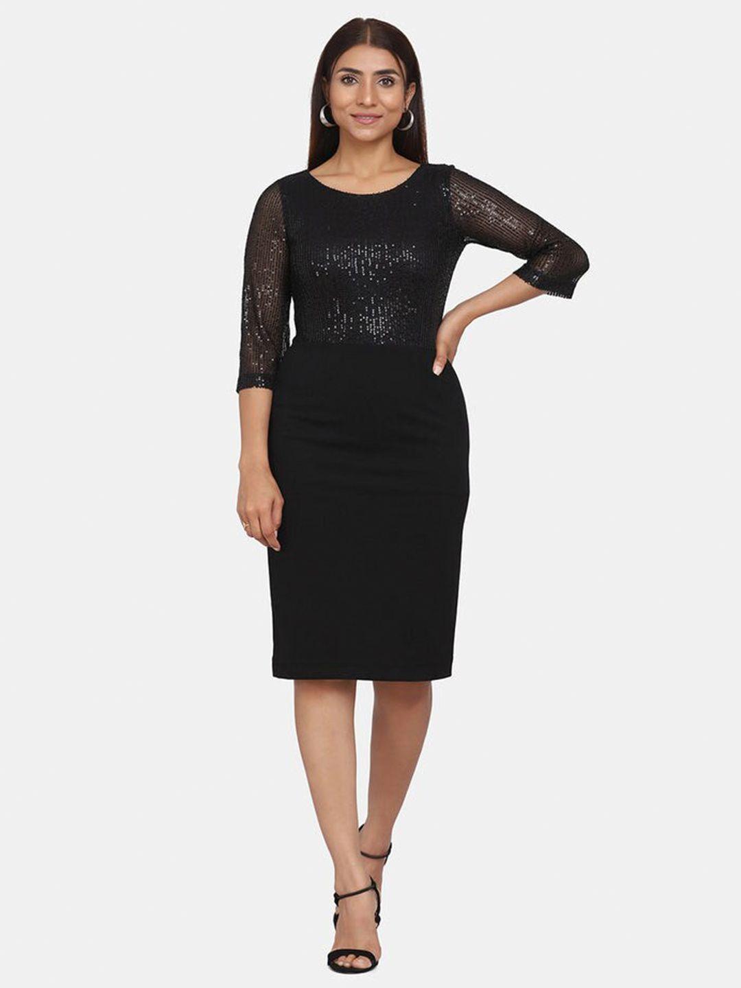 powersutra embellished round neck sequinned sheath dress