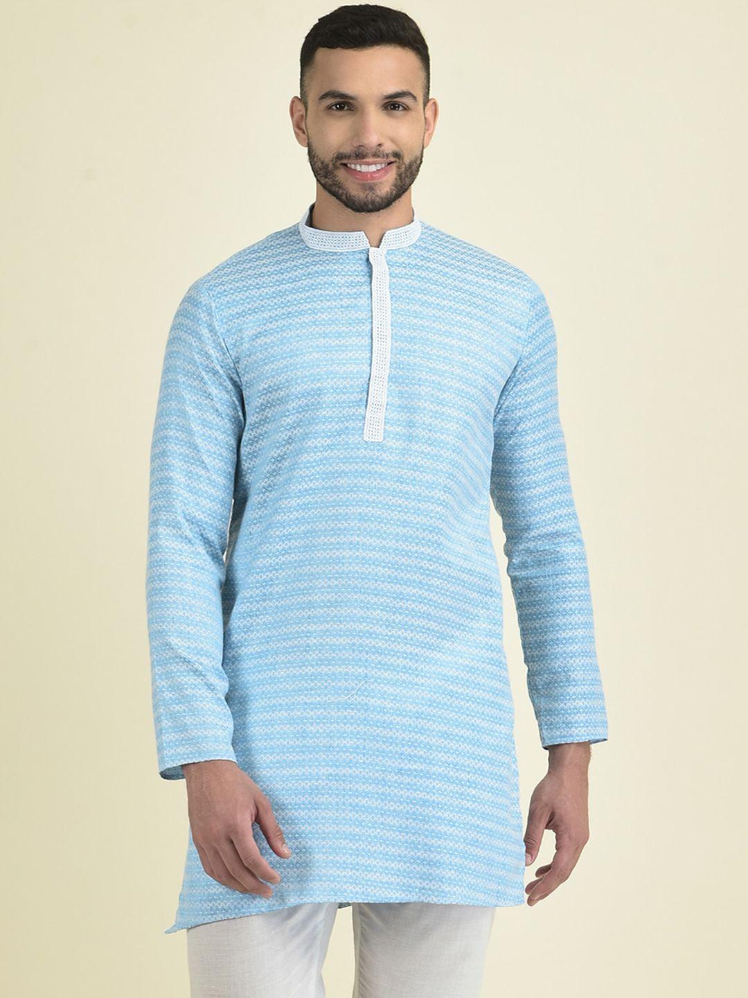 anouk men geometric embroidered thread work jacquard kurta