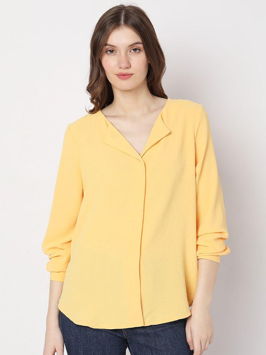 vero moda cuffed sleeve shirt style top