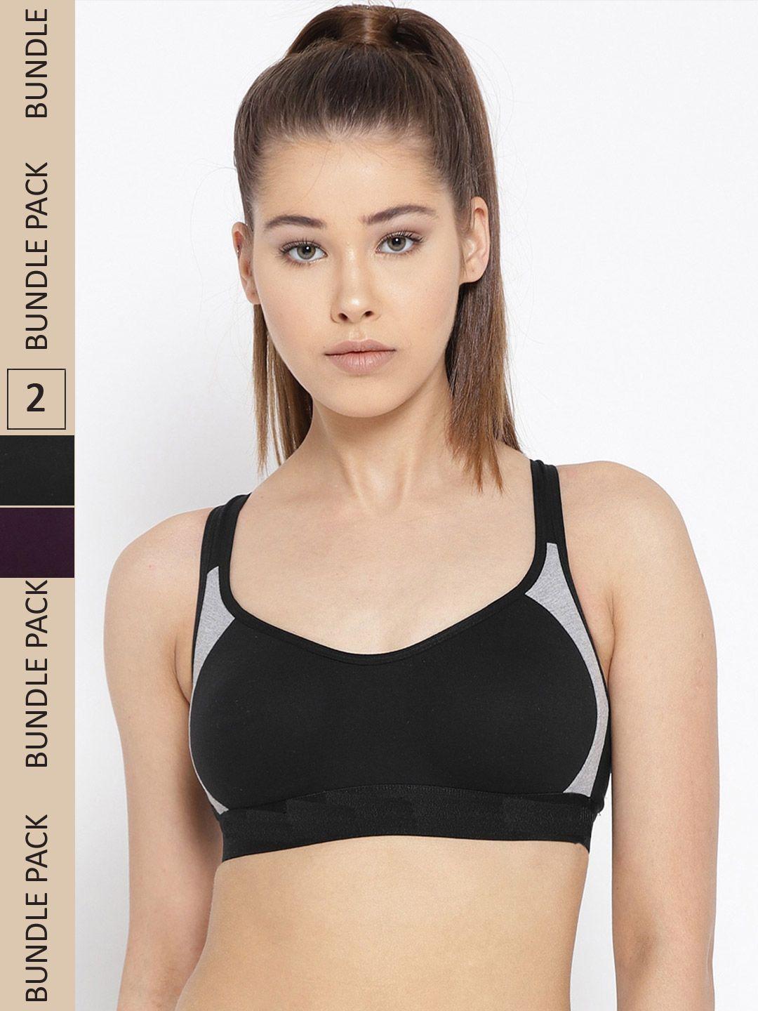 dressberry pack of 2 colourblocked non padded workout bra