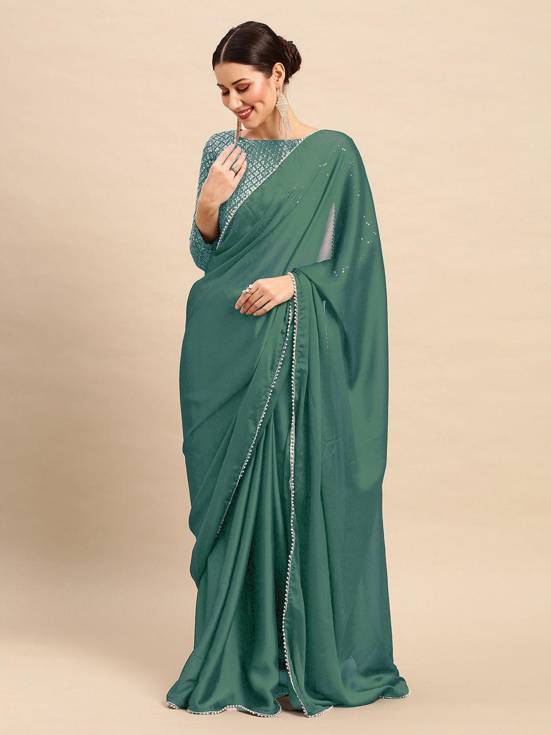 anouk embellished boarder with sequinned blouse saree