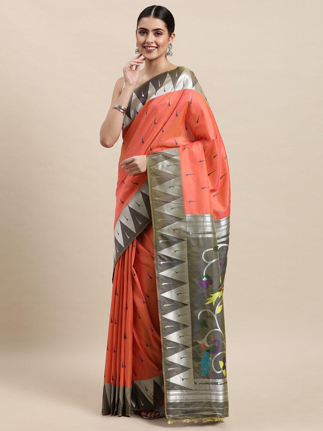 royal rajgharana saree ethnic motif woven design zari pure silk paithani sarees