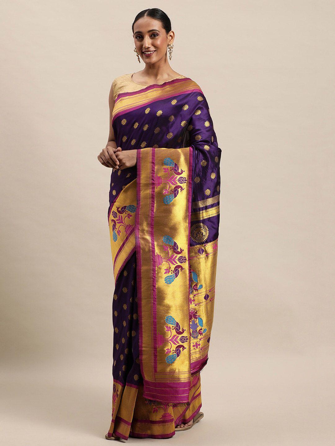 royal rajgharana saree ethnic motifs woven design zari pure silk paithani saree