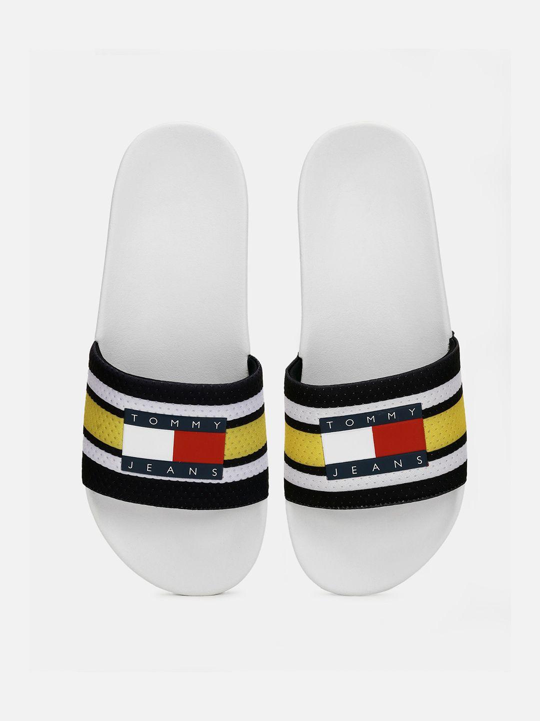 tommy hilfiger men striped printed sliders