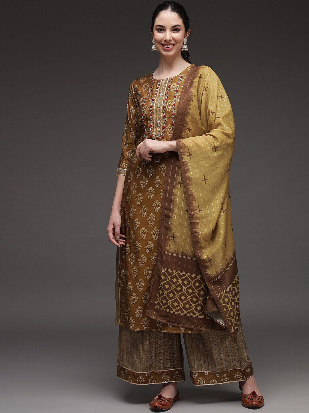 kalini women floral printed kurta with palazzos & dupatta