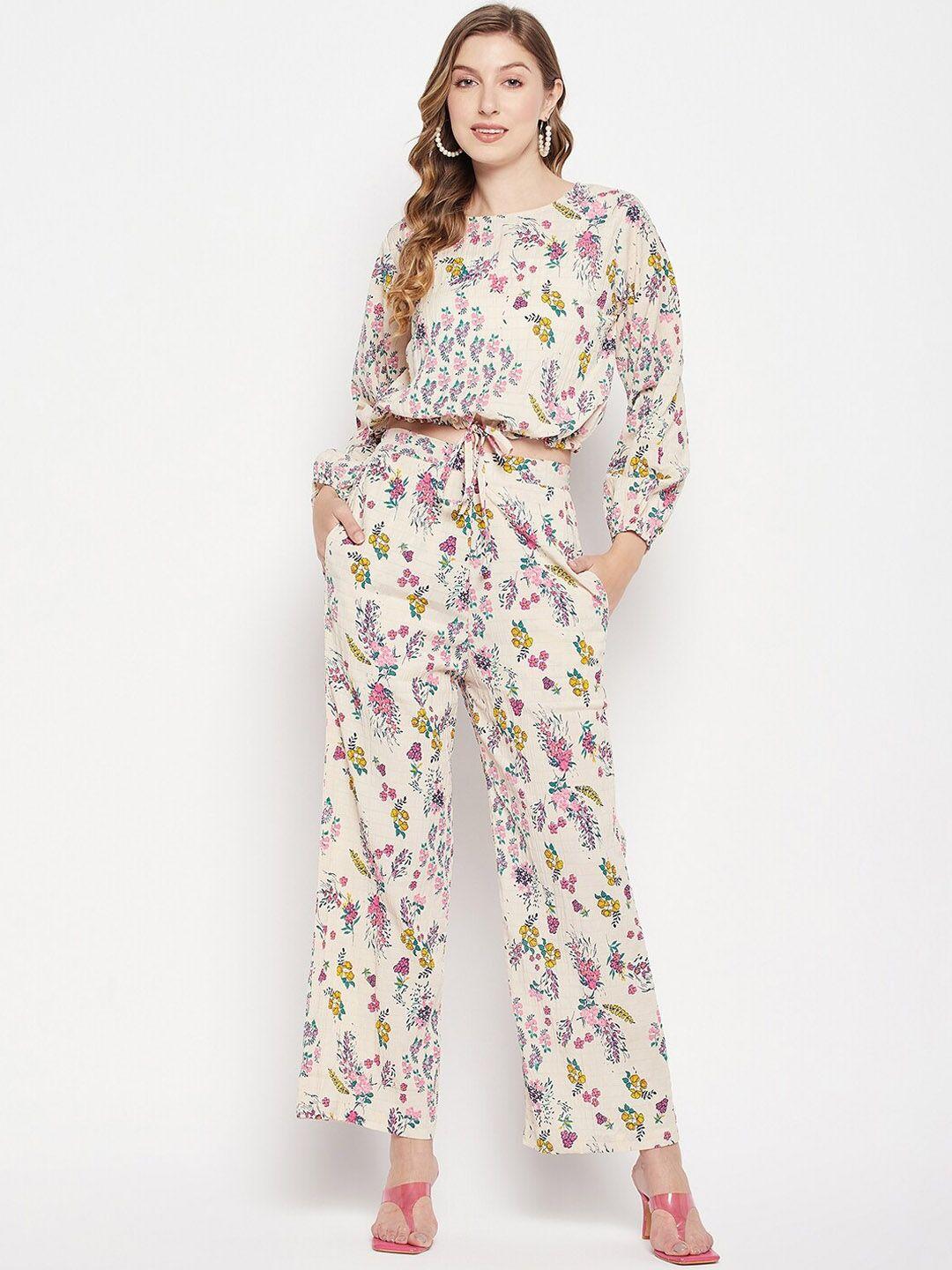 fashfun women floral printed top & trousers