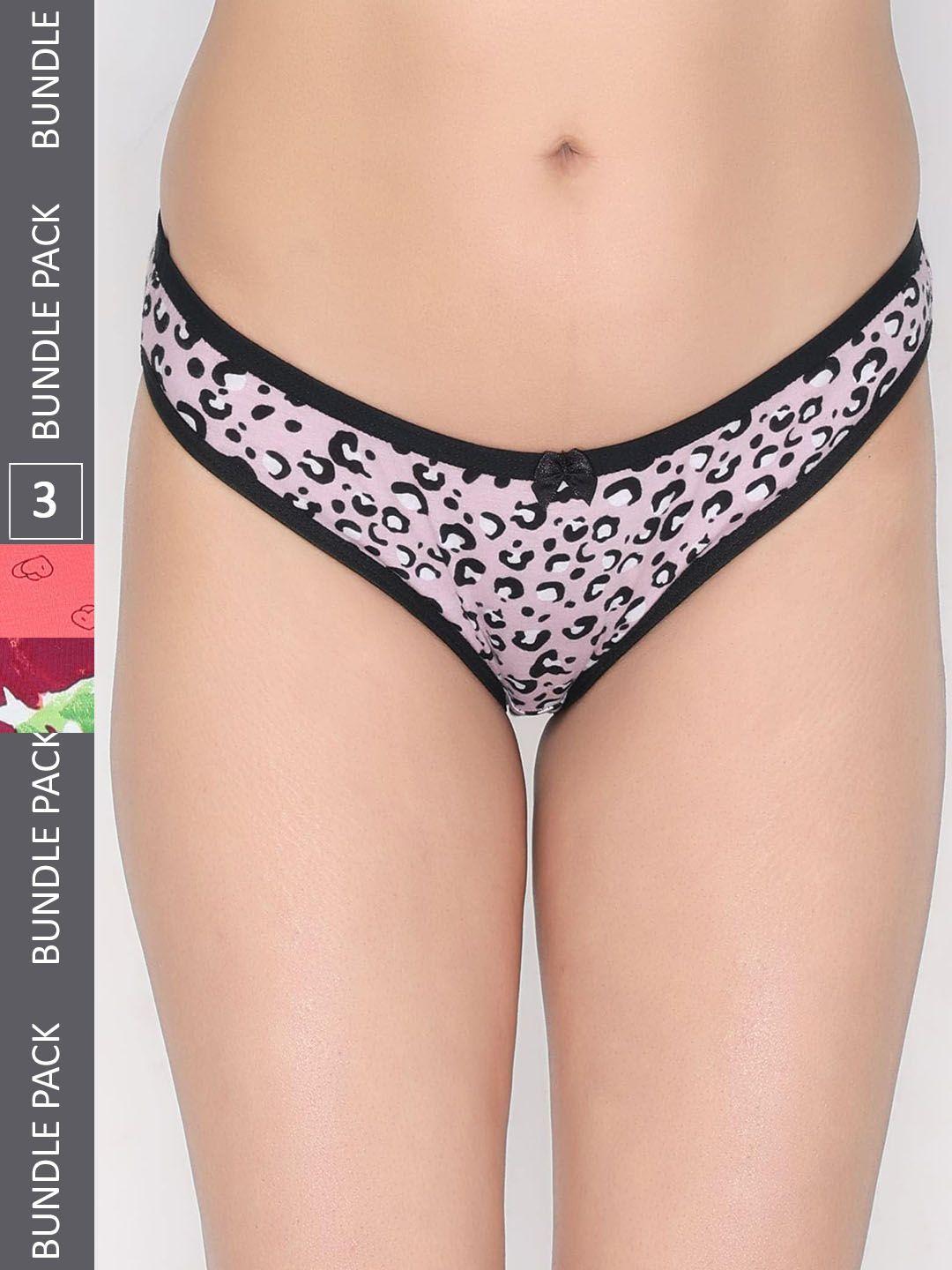 innocence women pack of 3 printed cotton bikini briefs