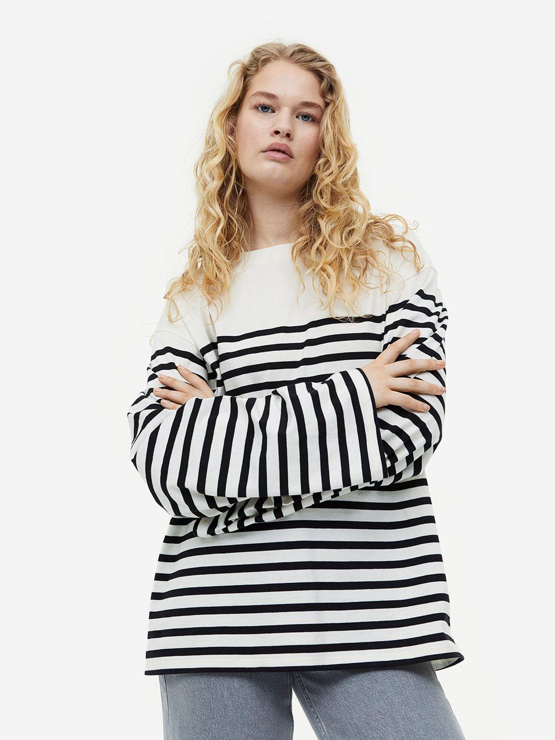 h&m woman long-sleeved jersey cotton top