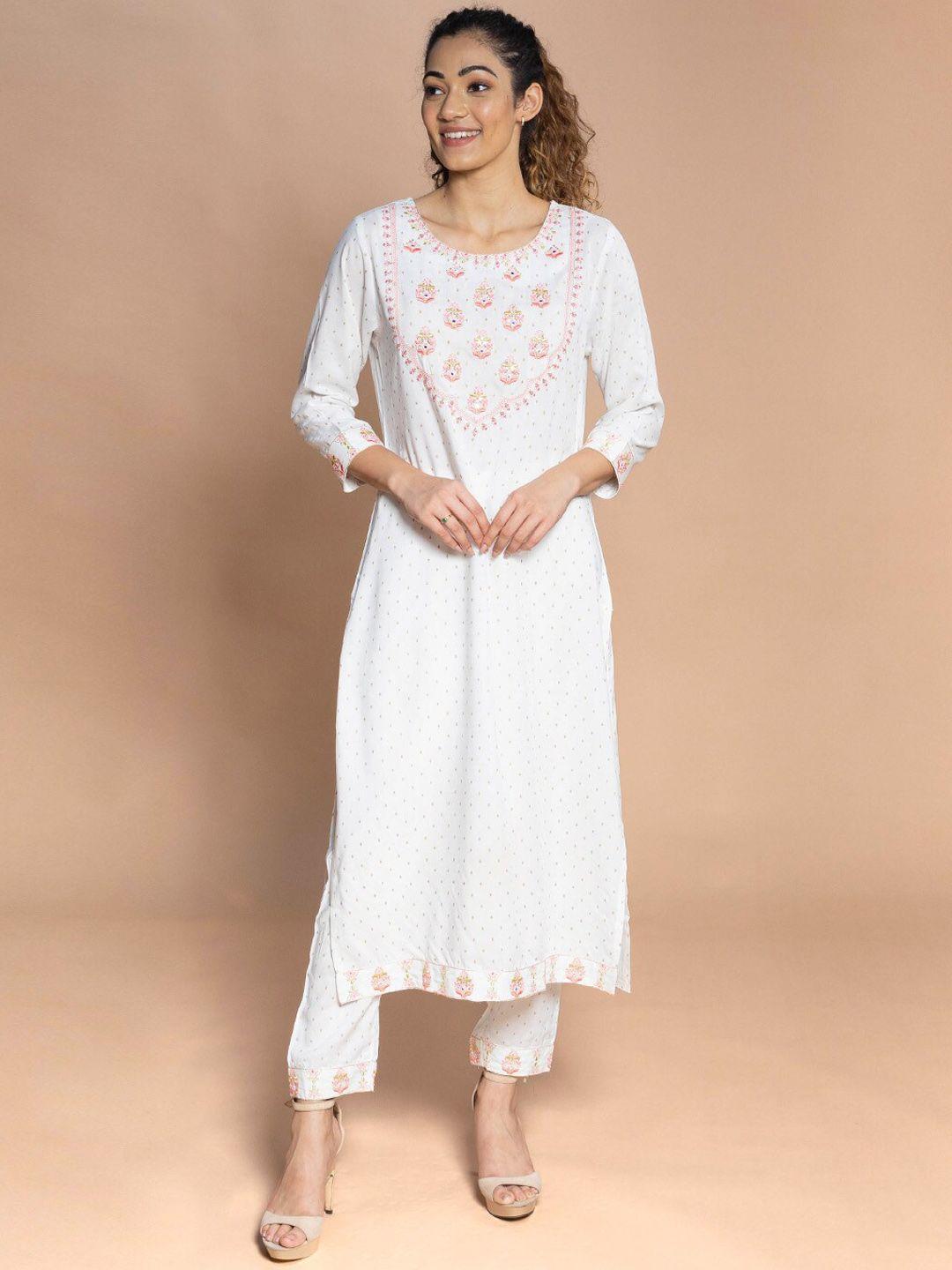 rmya floral embroidered thread work kurta with trousers