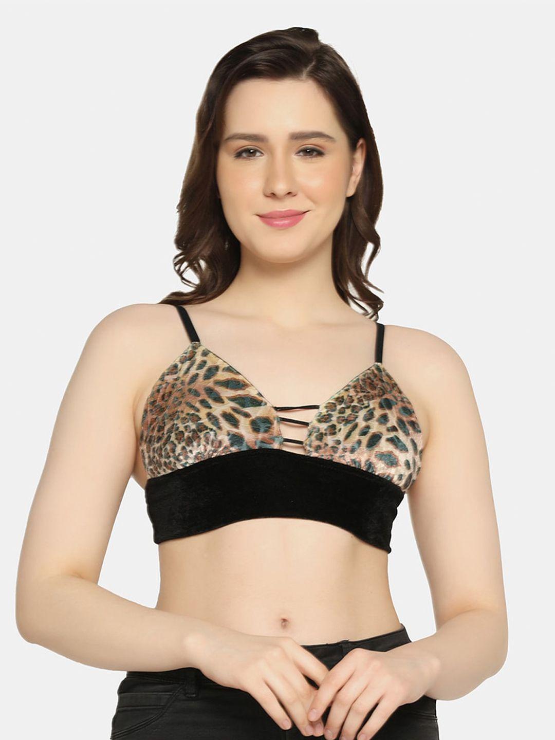 da intimo printed non padded nylon non-wired all day comfort bralette bra