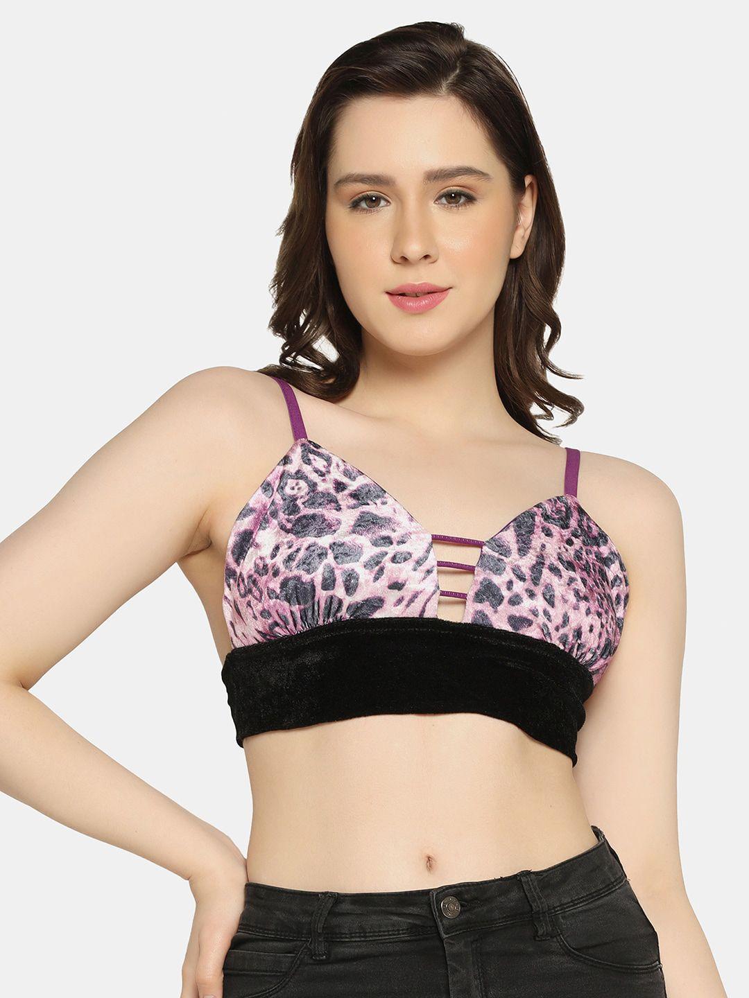 da intimo printed non padded nylon non-wired all day comfort bralette bra