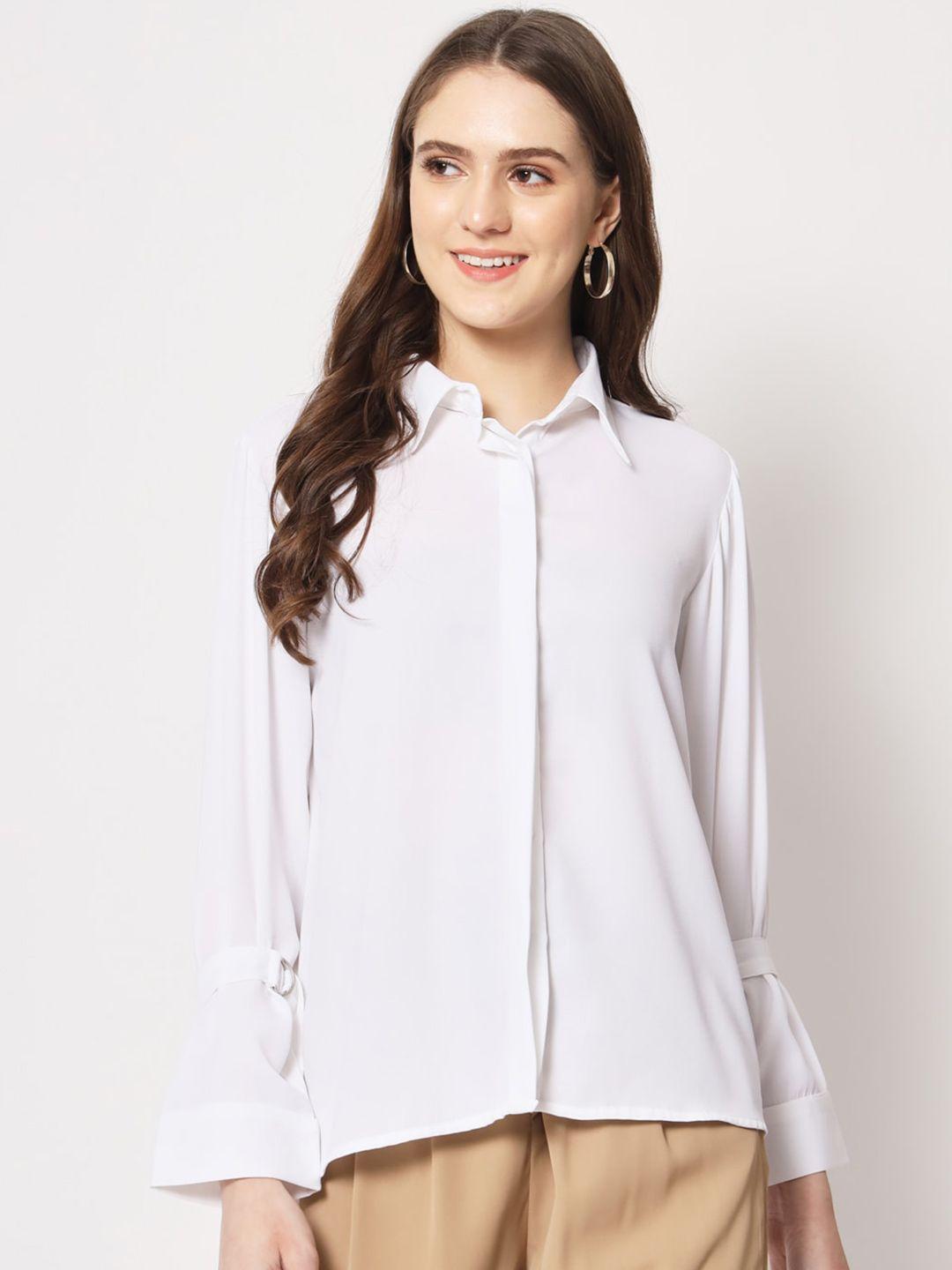 trend arrest buckle detail sleeves relaxed formal shirt