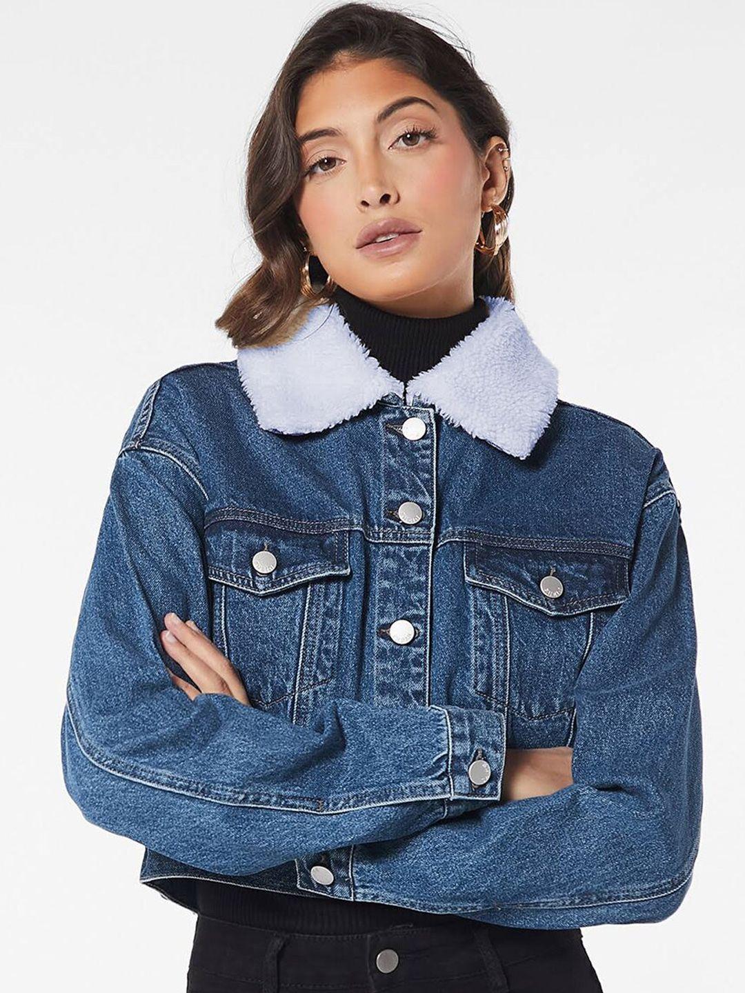 kotty washed crop cotton denim jacket