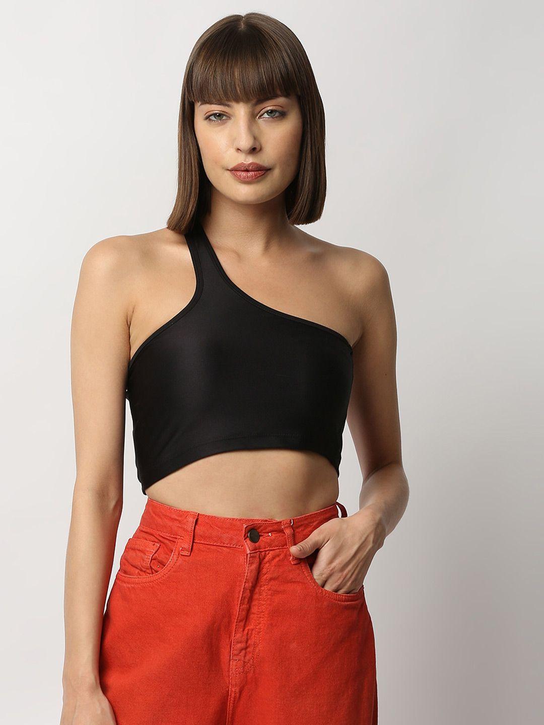 disrupt one shoulder fitted crop top