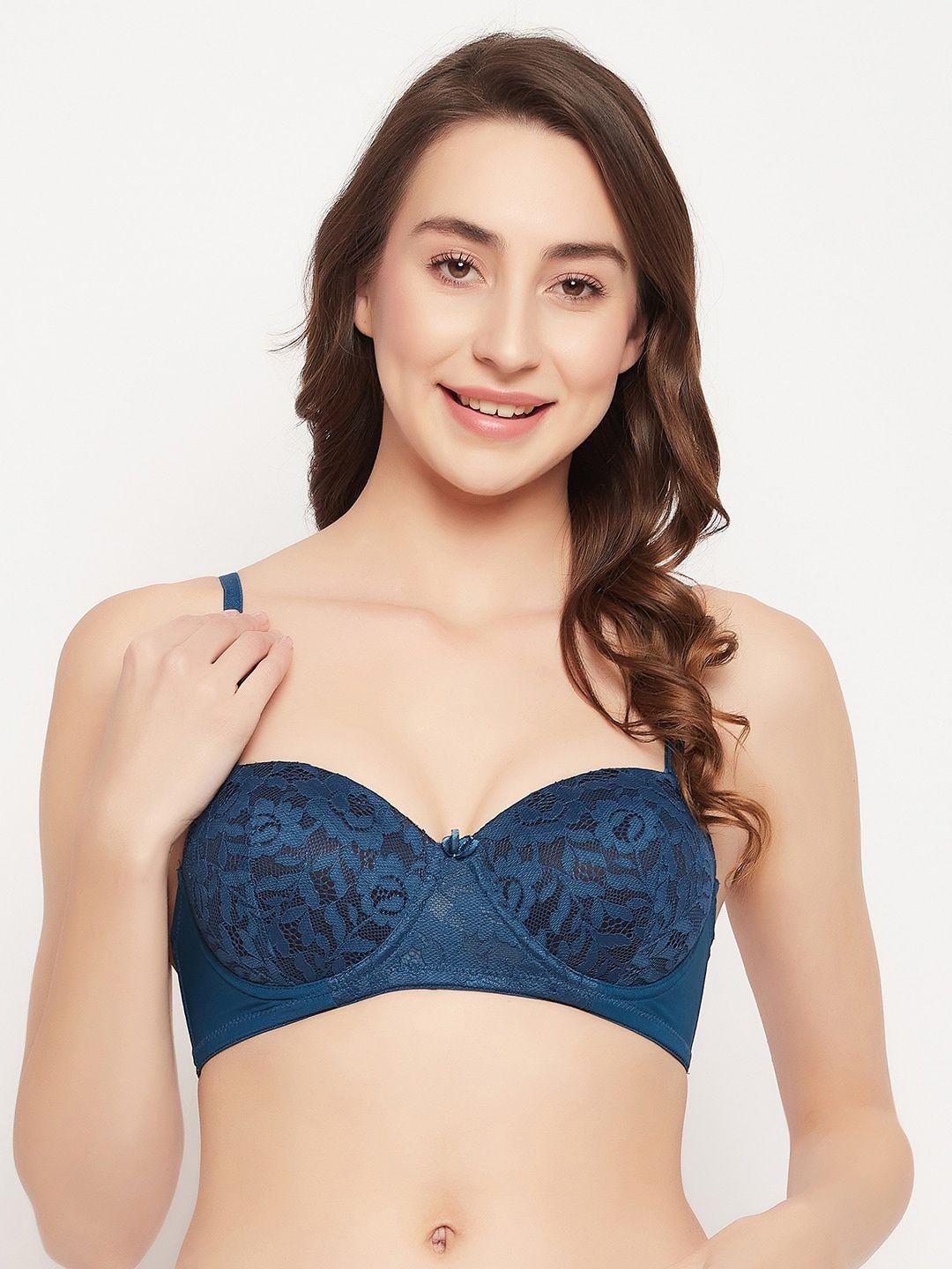 clovia floral underwired lightly padded balconette bra