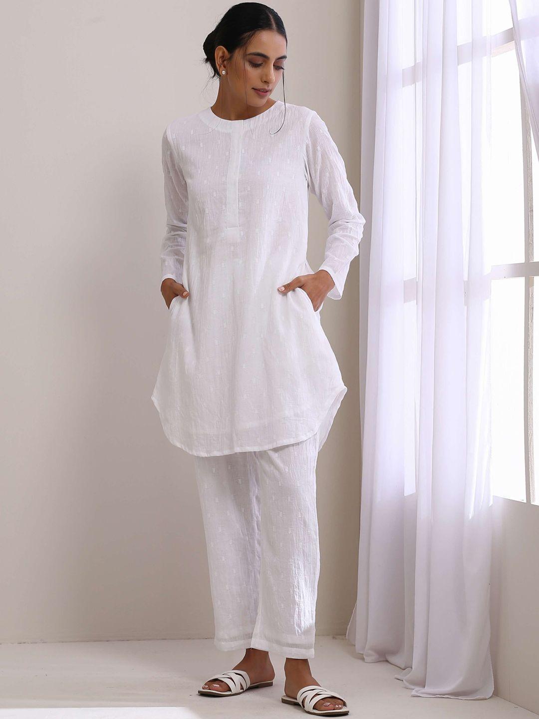 truebrowns women pure cotton tunic with trousers