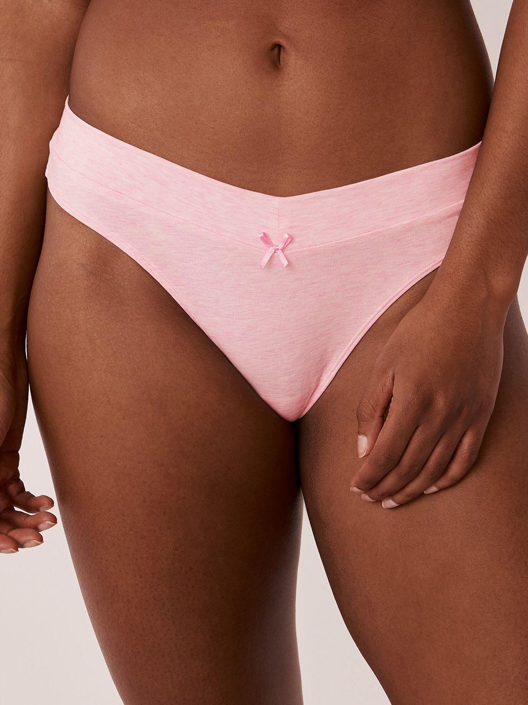 la vie en rose women solid low-rise thong brief