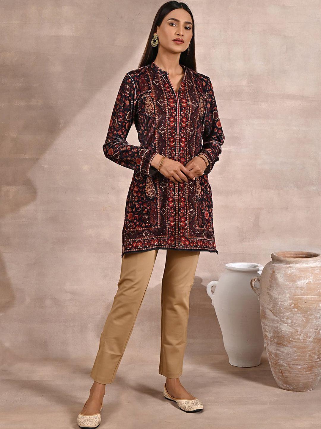 lakshita floral printed velvet kurti