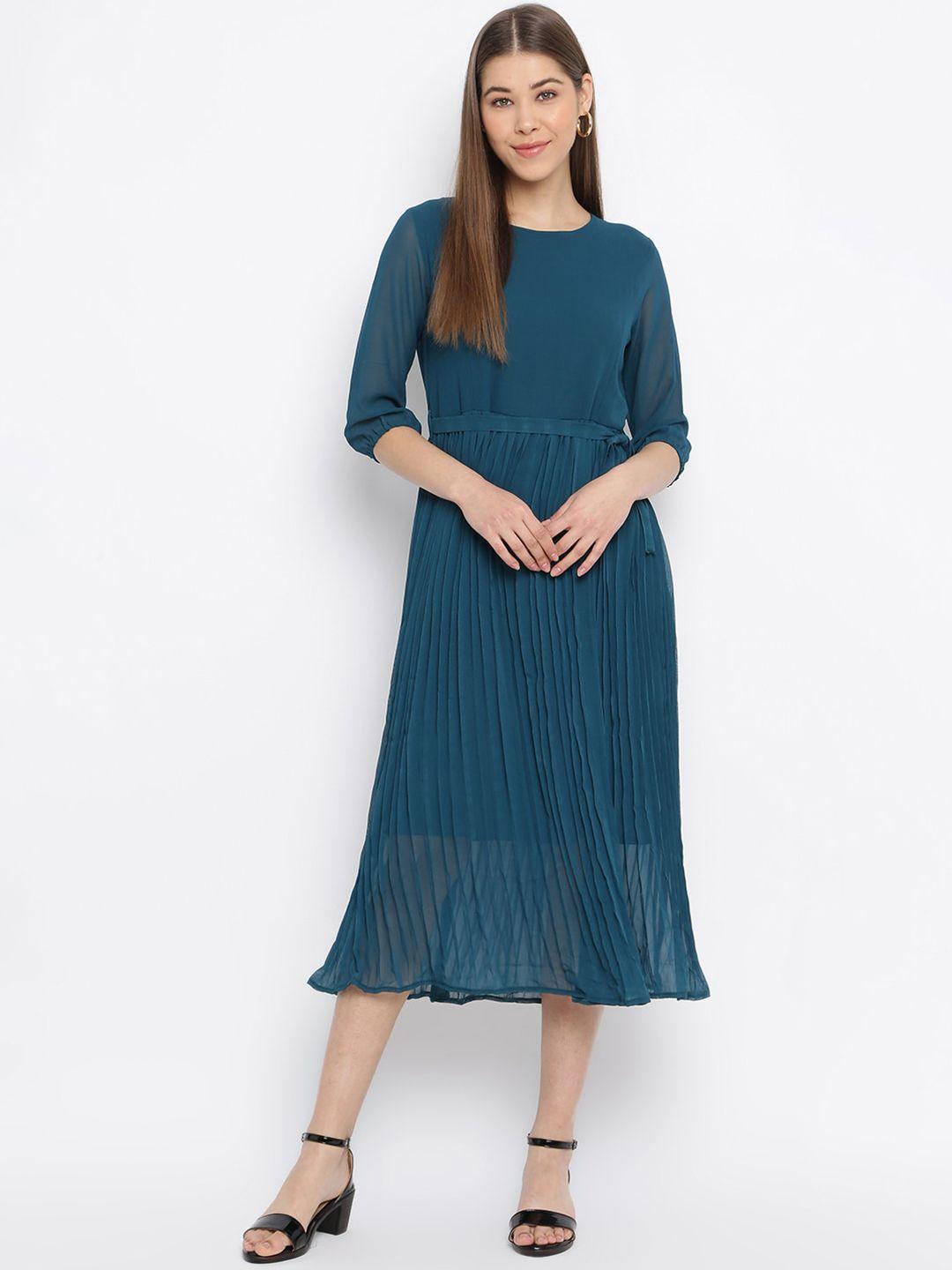 mayra round neck a-line georgette midi dress