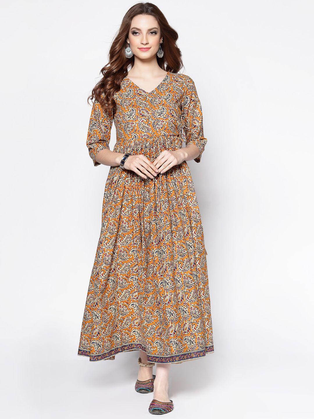 sera paisley printed cotton anarkali angrakha kurta