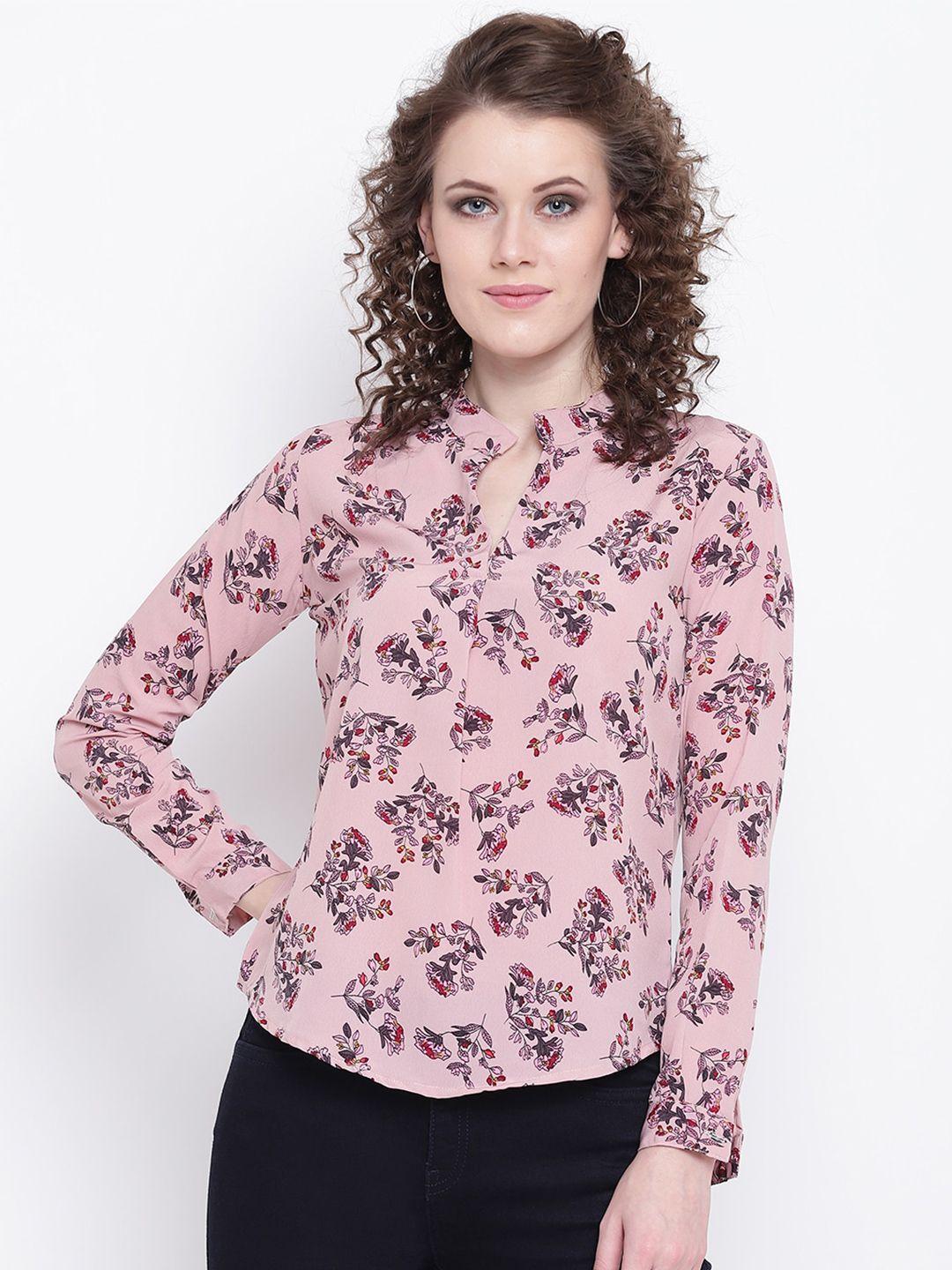 mayra floral printed mandarin collar top