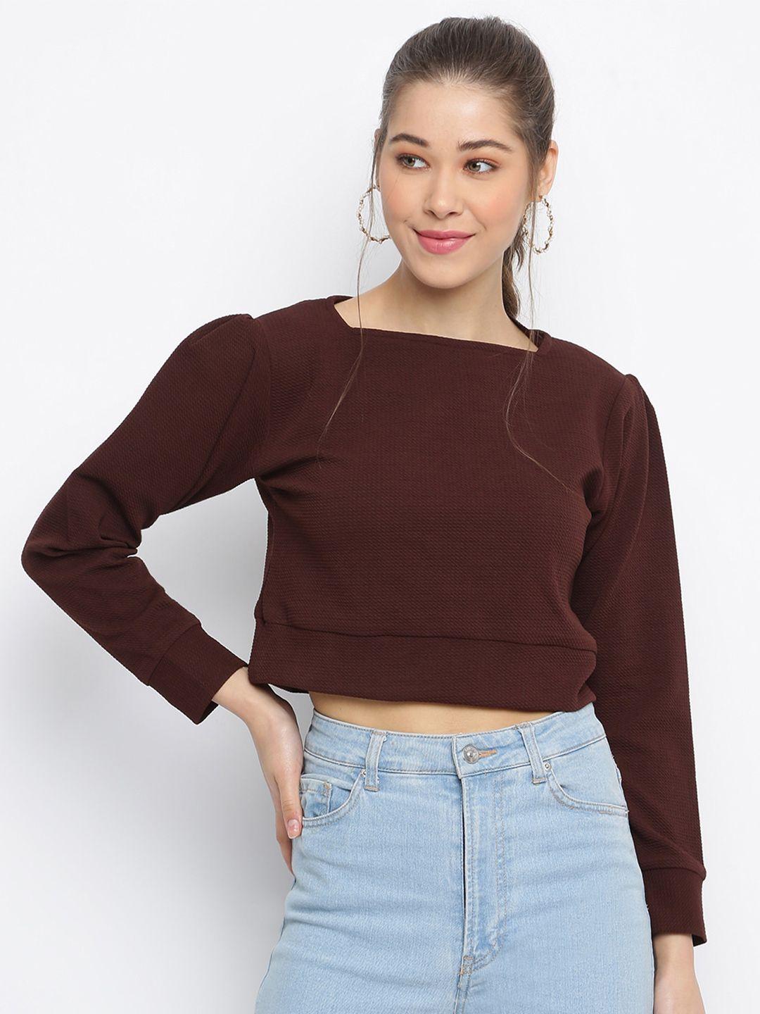 mayra boat neck puff sleeves crop top