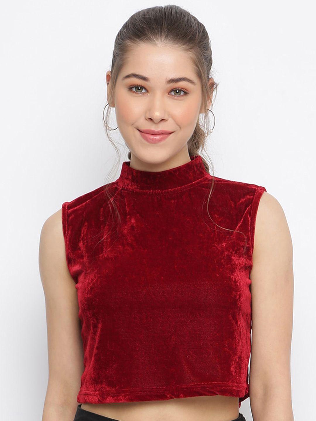 mayra high neck velvet crop top