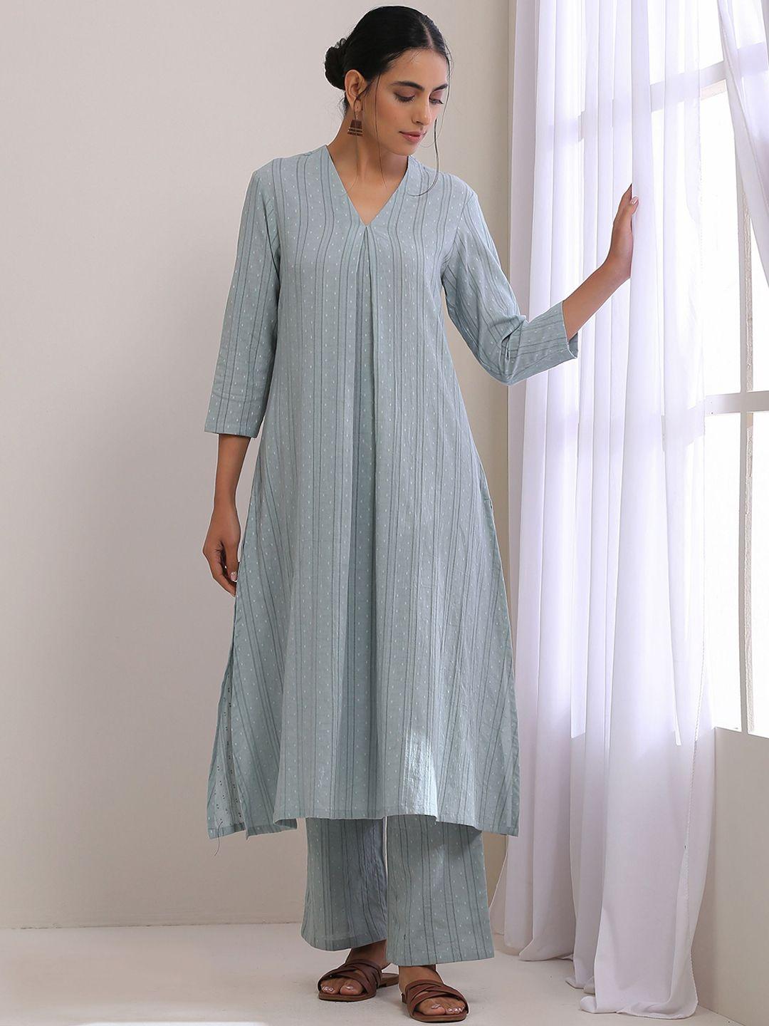 truebrowns striped pure cotton kurta with palazzos