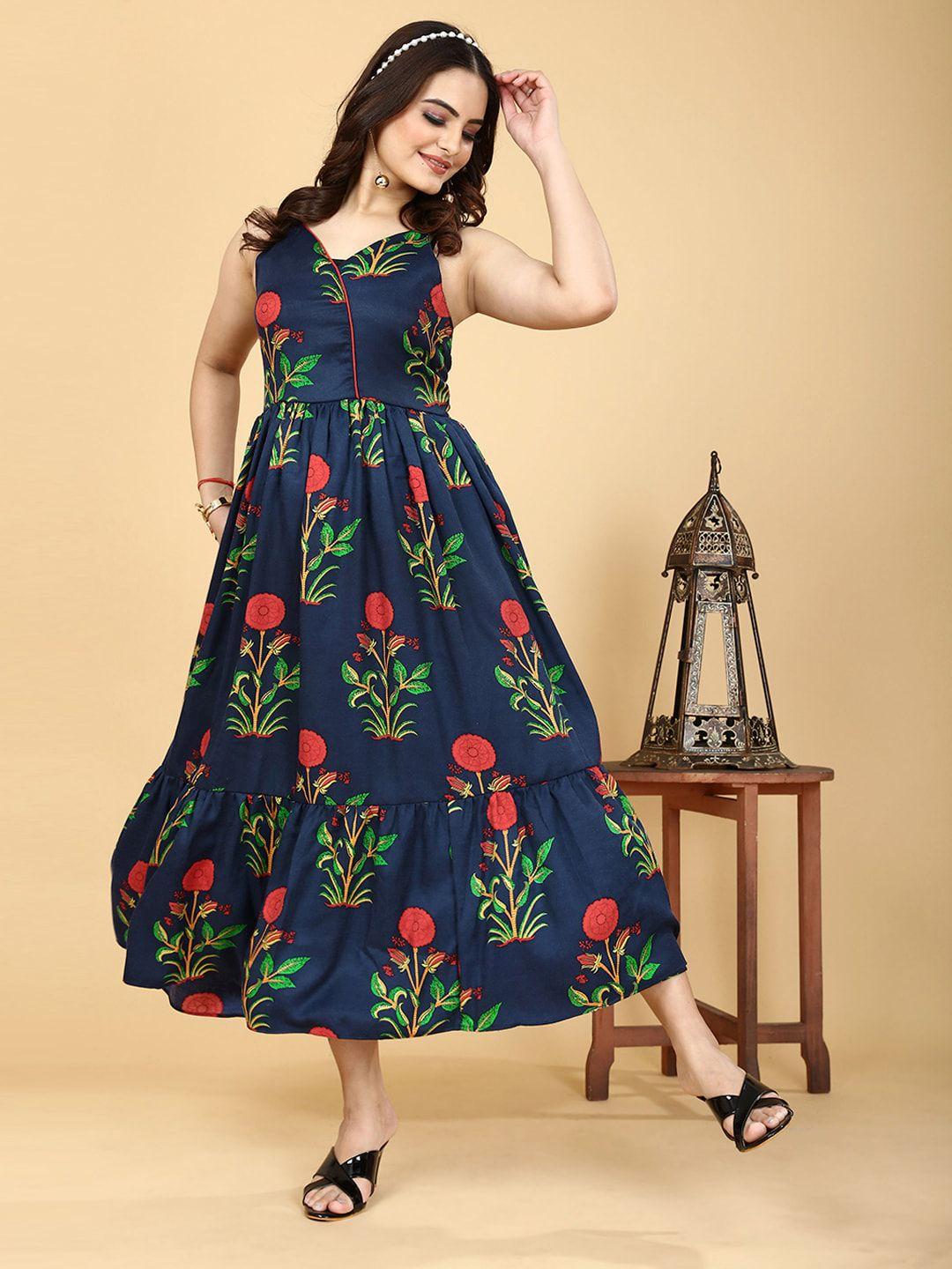 prenea v-neck floral maxi dress