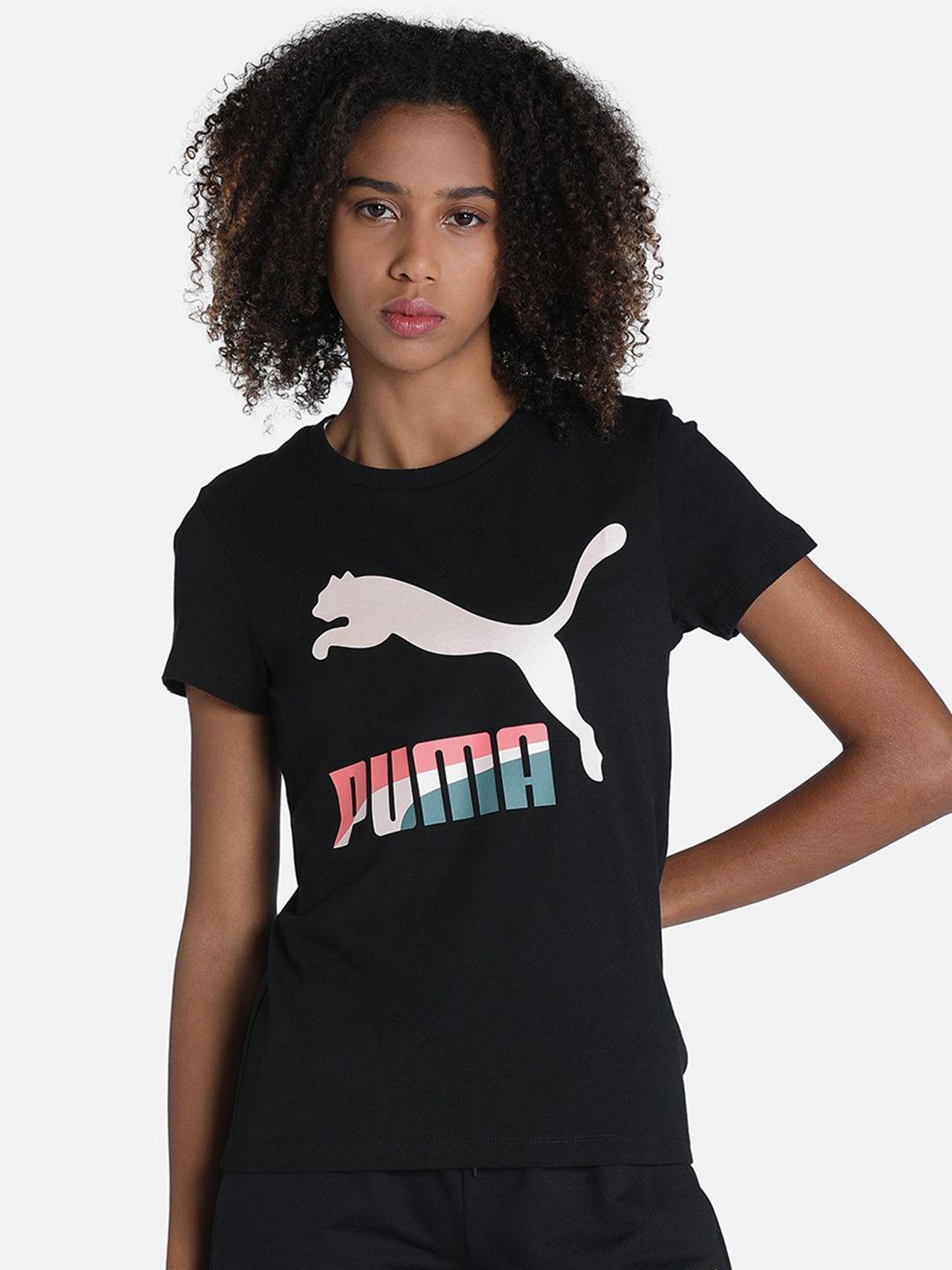 puma women classics logo printed pure cotton t-shirt