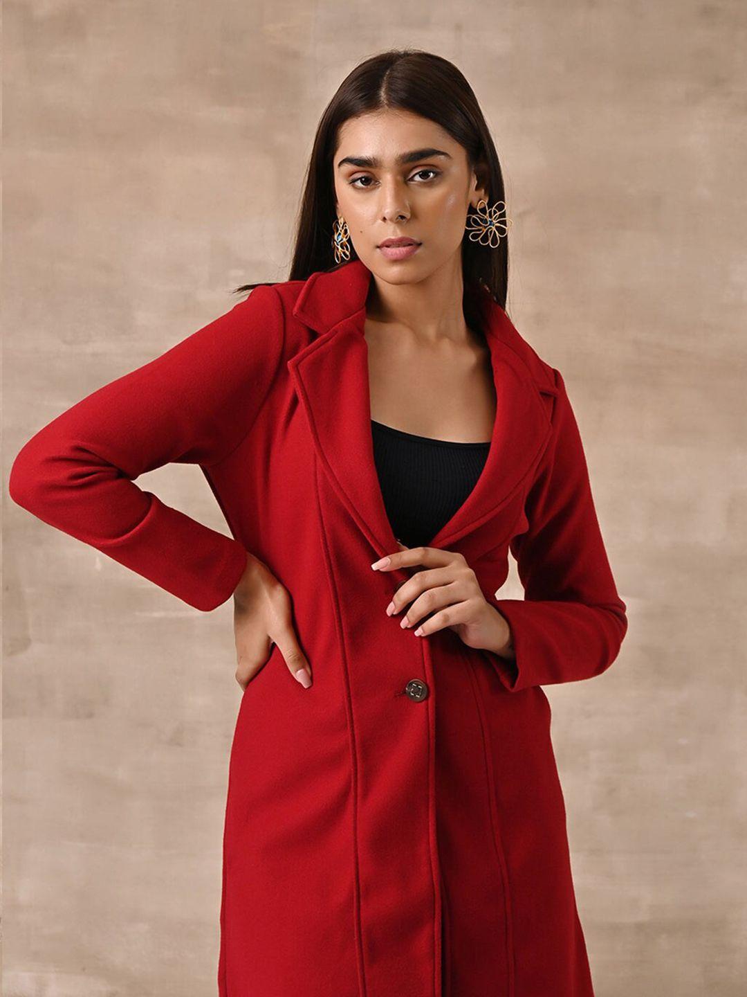 lakshita women wool regular fit knee length trench coat