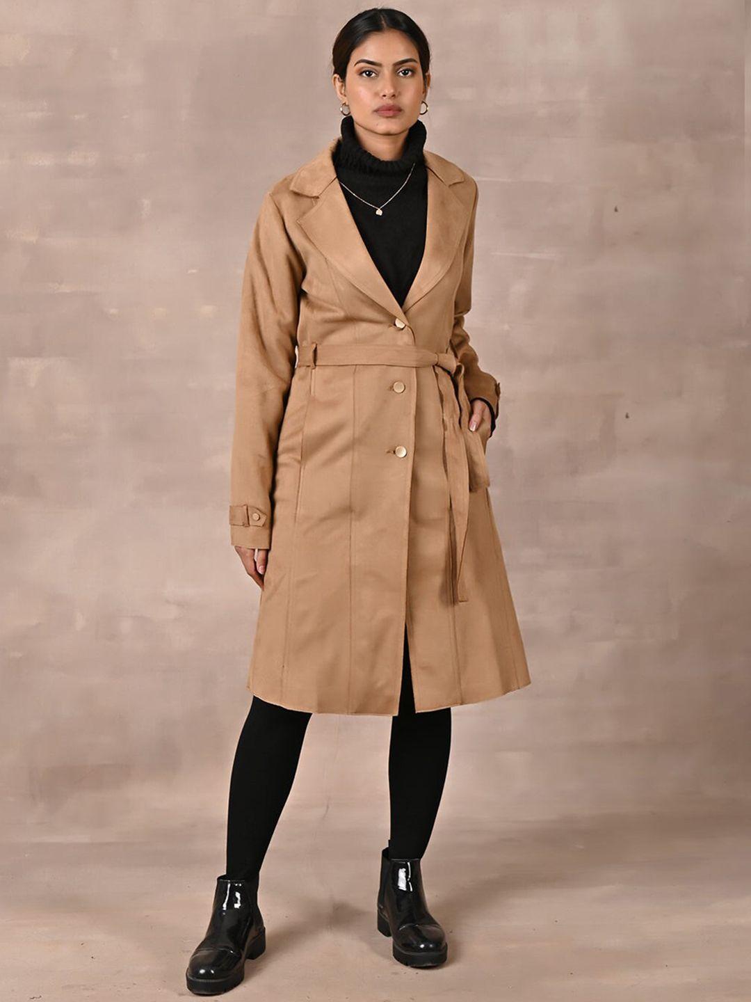 lakshita single-breasted belted woollen longline trench coat