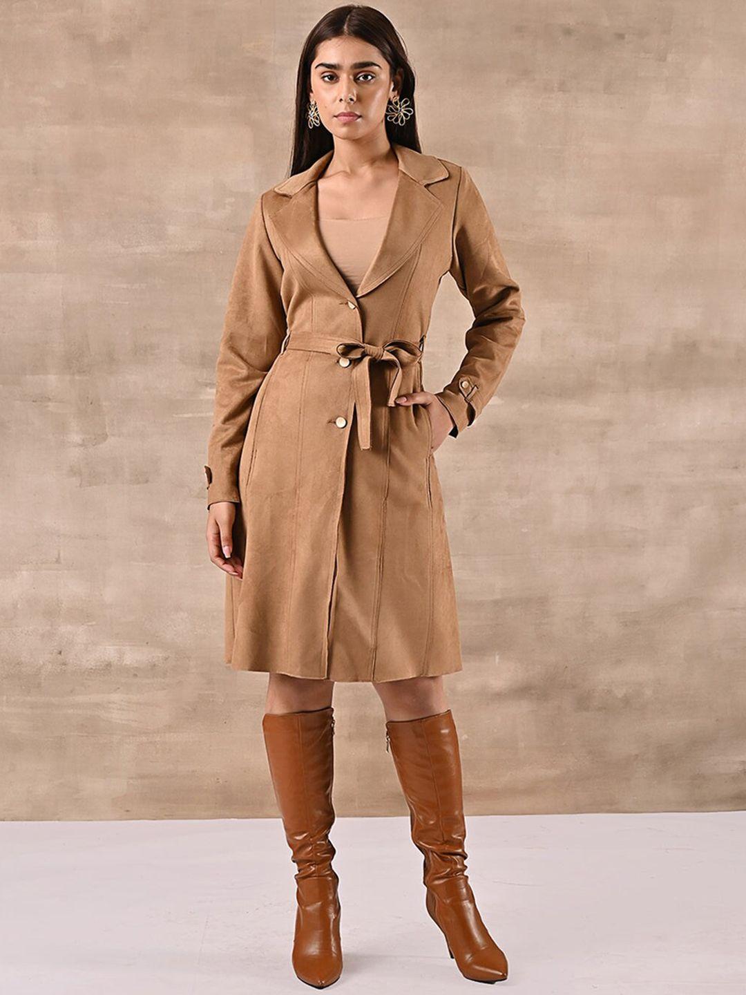 lakshita single-breasted belted longline over coat