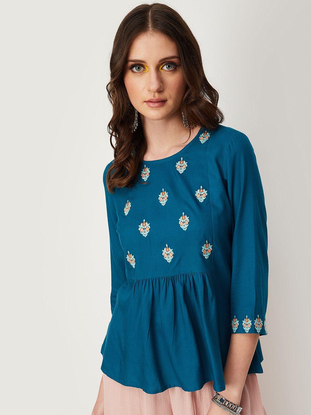 max embroidered peplum top