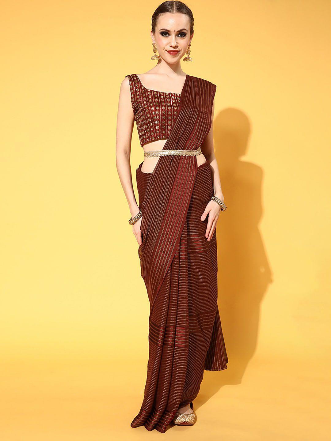 mitera striped georgette saree